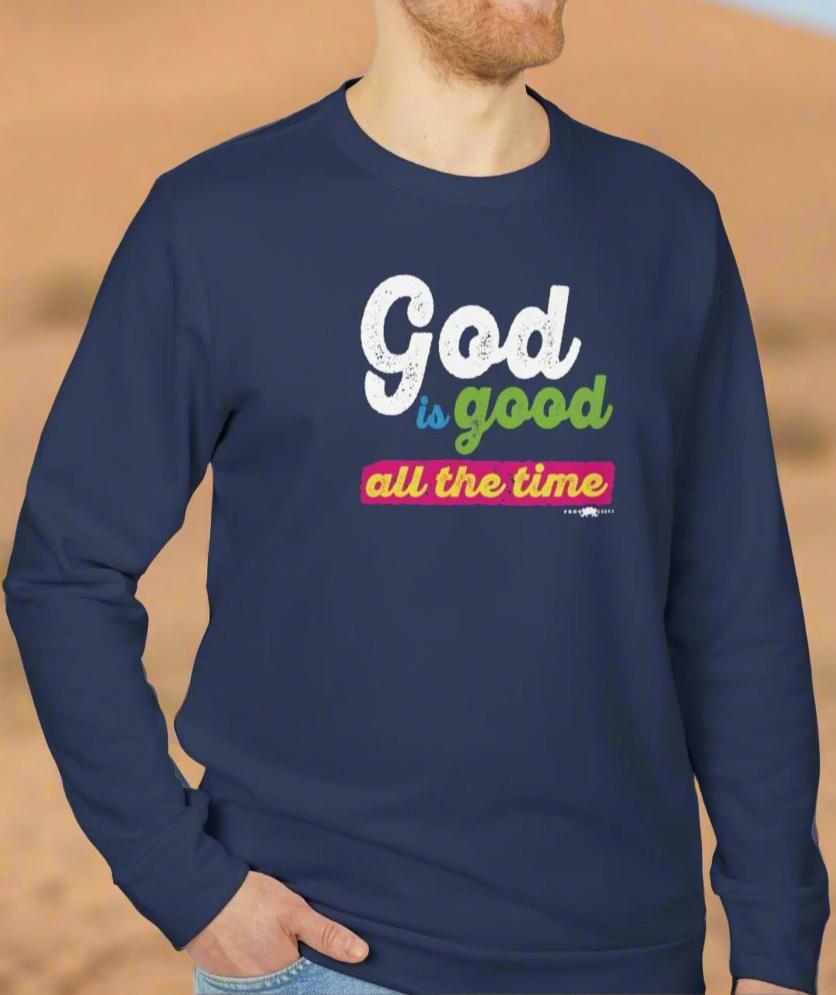 adidas Unisex Fleece Crewneck Sweatshirt with God is Good all the time by Frog Geeks