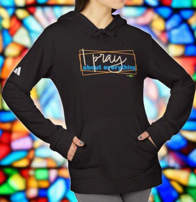 adidas Unisex Fleece Hoodie I Pray about everything by Frog Geeks