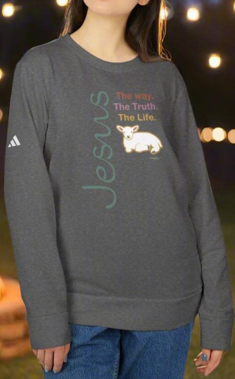 adidas Unisex Fleece Crewneck Sweatshirt Jesus by Frog Geeks