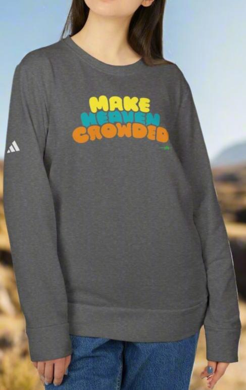 adidas Unisex Fleece Crewneck Sweatshirt Make Heaven Crowded by Frog Geeks