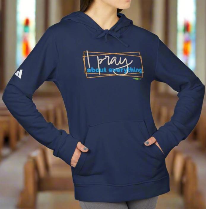 adidas Unisex Fleece Hoodie I Pray about everything by Frog Geeks