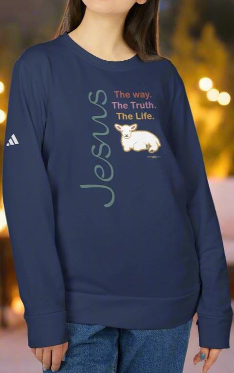 adidas Unisex Fleece Crewneck Sweatshirt Jesus by Frog Geeks