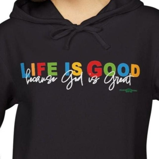 adidas hoodie with Life is Good because God is Great by Frog Geeks