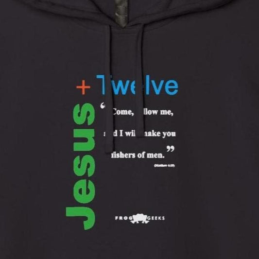 adidas Unisex Fleece Hoodie Jesus Plus 12 Mt4:19 by Frog Geeks