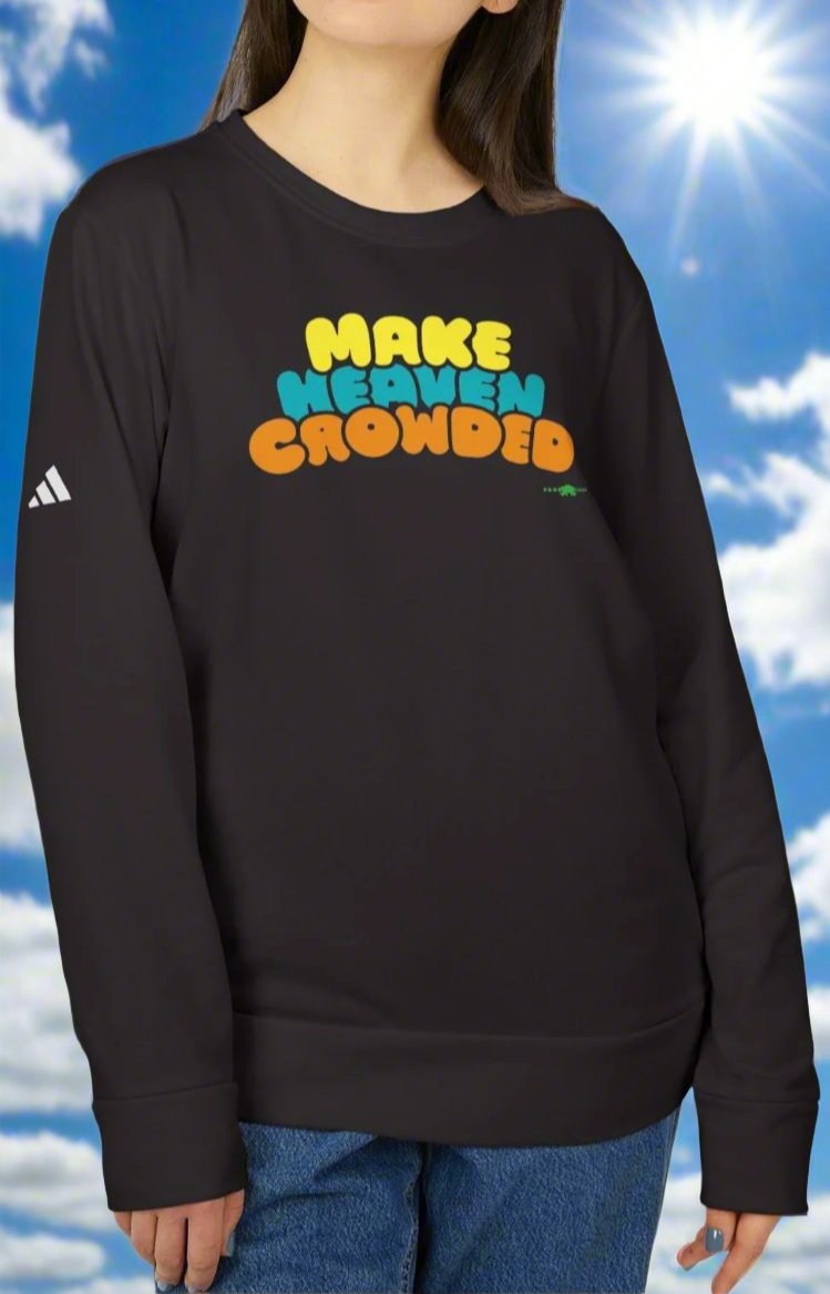 adidas Unisex Fleece Crewneck Sweatshirt Make Heaven Crowded by Frog Geeks
