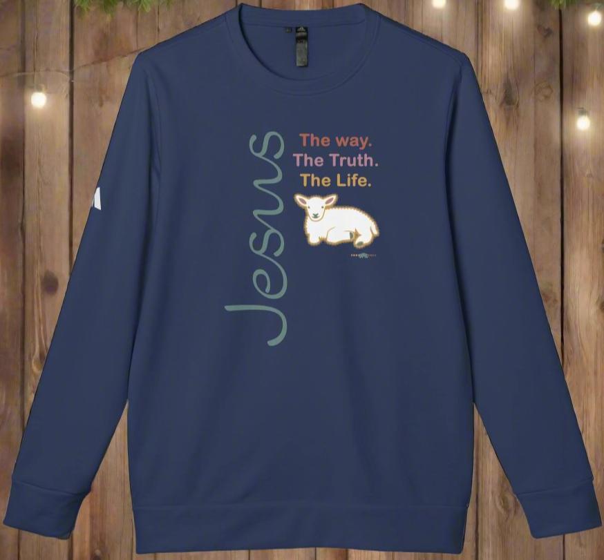 adidas Unisex Fleece Crewneck Sweatshirt Jesus by Frog Geeks