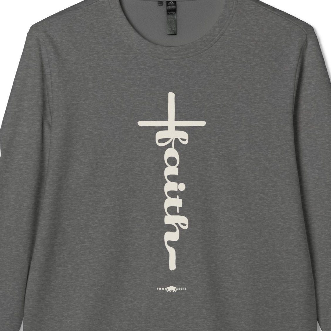 adidas Unisex Fleece Crewneck Sweatshirt Faith Cross by Frog Geeks