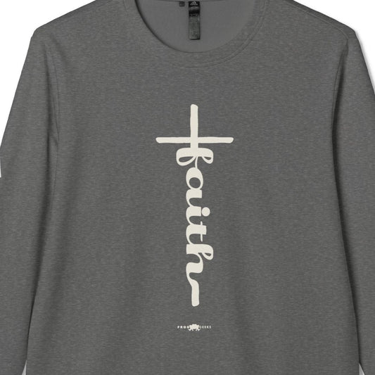 adidas Unisex Fleece Crewneck Sweatshirt Faith Cross by Frog Geeks