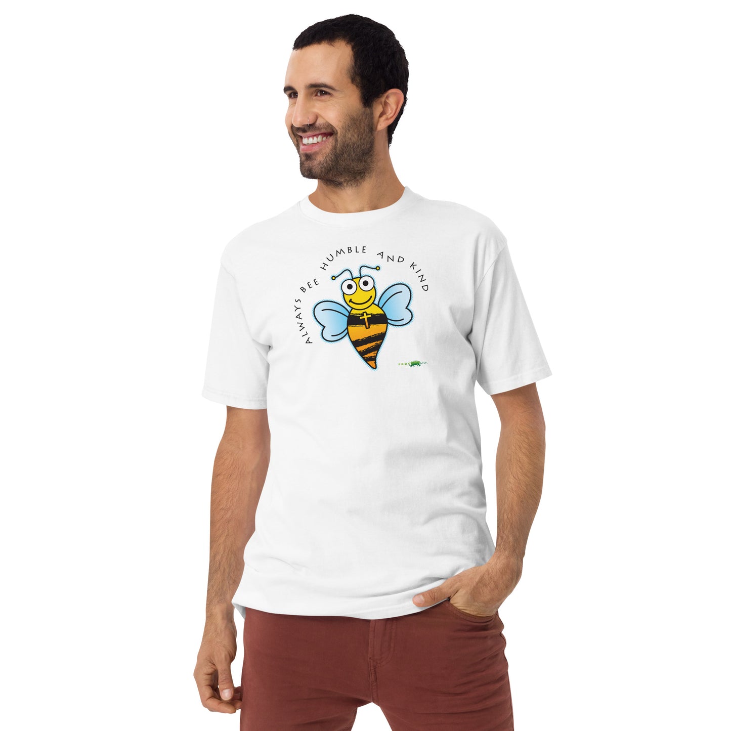 Men’s premium heavyweight tee - Always Bee Humble and Kind by Frog Geeks