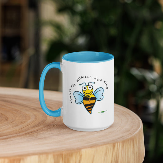 Mug with Lt Blue Color Inside - Always Bee Humble and Kind by Frog Geeks