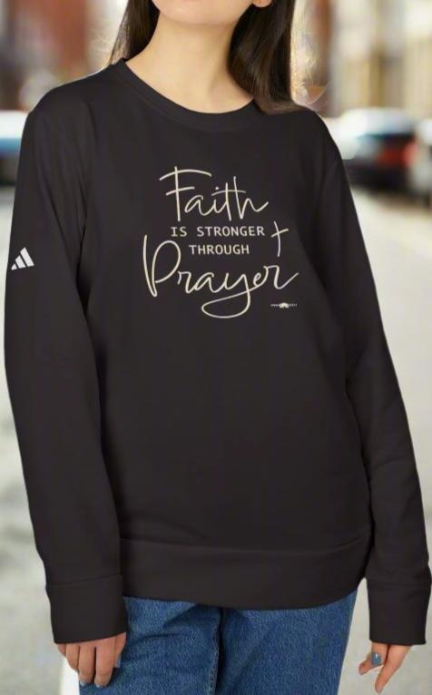 adidas Unisex Fleece Crewneck Sweatshirt Faith Prayer by Frog Geeks