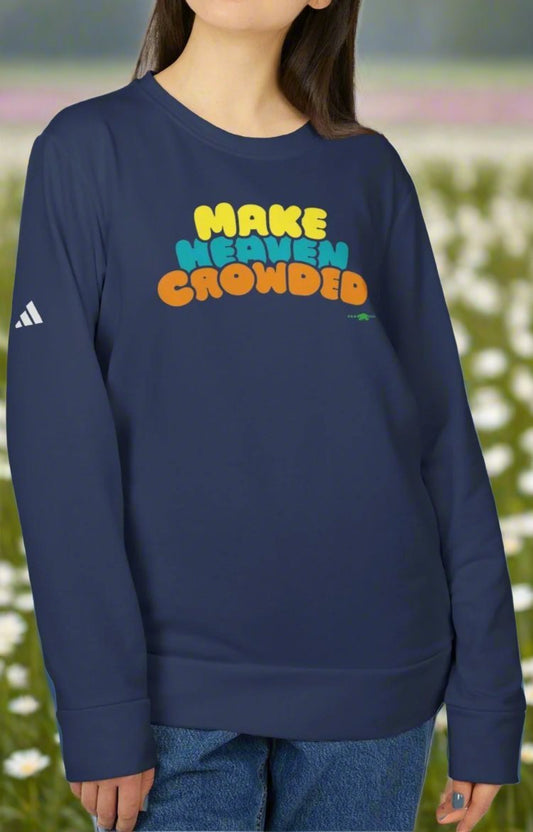 adidas Unisex Fleece Crewneck Sweatshirt Make Heaven Crowded by Frog Geeks