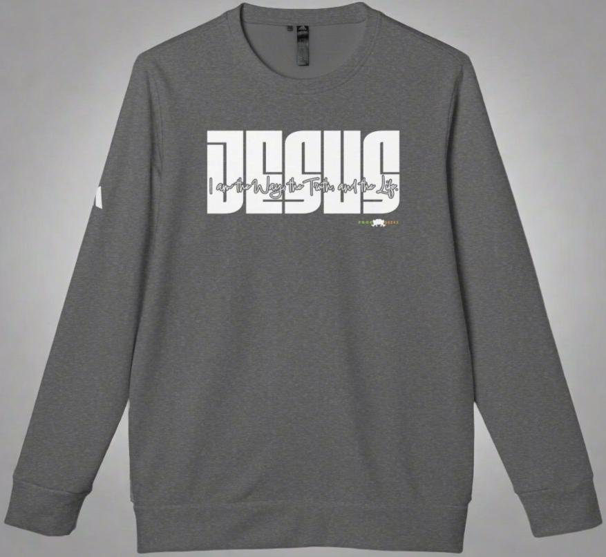 adidas Unisex Fleece Crewneck Sweatshirt Jesus: I am the Way by Frog Geeks