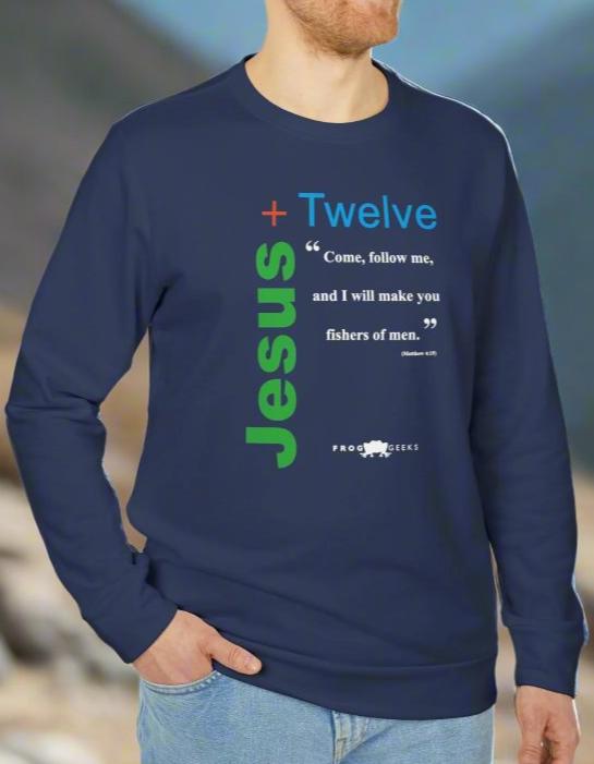adidas Unisex Fleece Crewneck Sweatshirt Jesus Plus 12 by Frog Geeks
