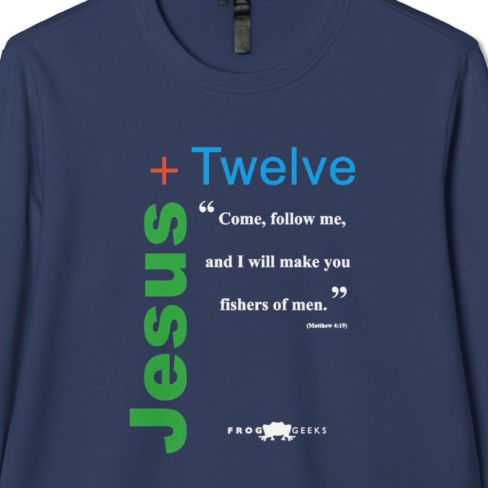 adidas Unisex Fleece Crewneck Sweatshirt Jesus Plus 12 by Frog Geeks