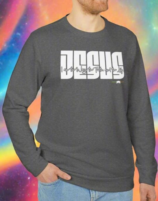 adidas Unisex Fleece Crewneck Sweatshirt Jesus: I am the Way by Frog Geeks