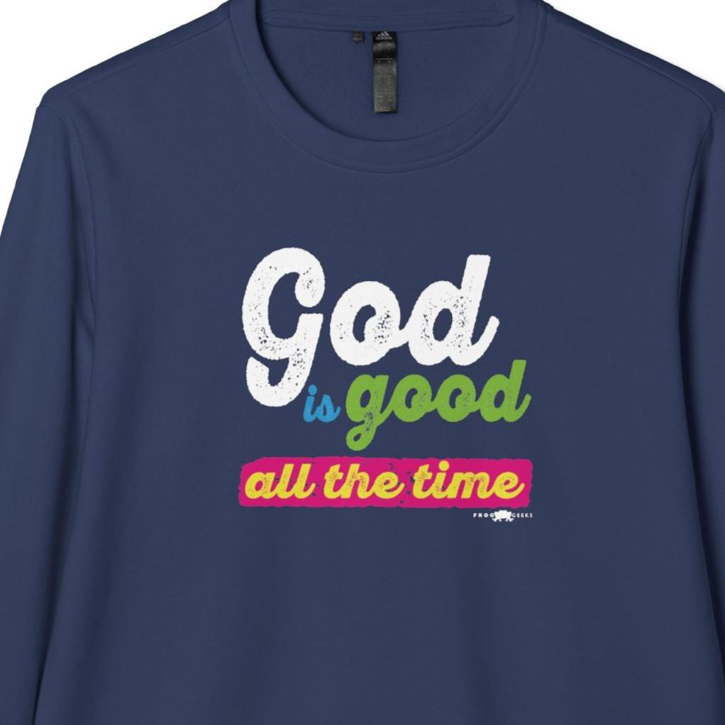 adidas Unisex Fleece Crewneck Sweatshirt with God is Good all the time by Frog Geeks