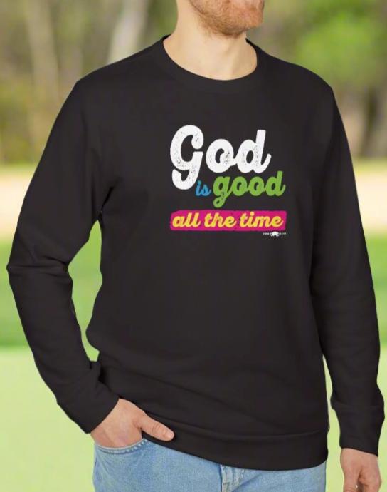 adidas Unisex Fleece Crewneck Sweatshirt with God is Good all the time by Frog Geeks