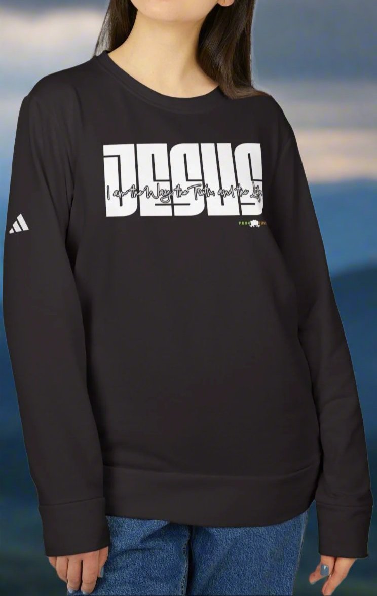 adidas Unisex Fleece Crewneck Sweatshirt Jesus: I am the Way by Frog Geeks