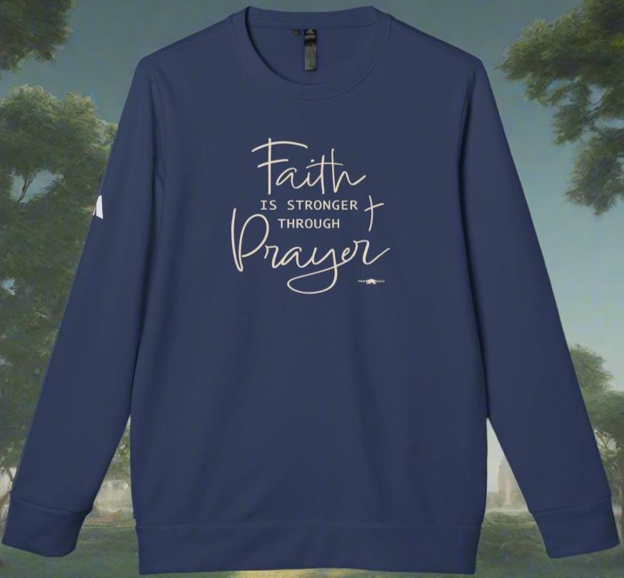adidas Unisex Fleece Crewneck Sweatshirt Faith Prayer by Frog Geeks