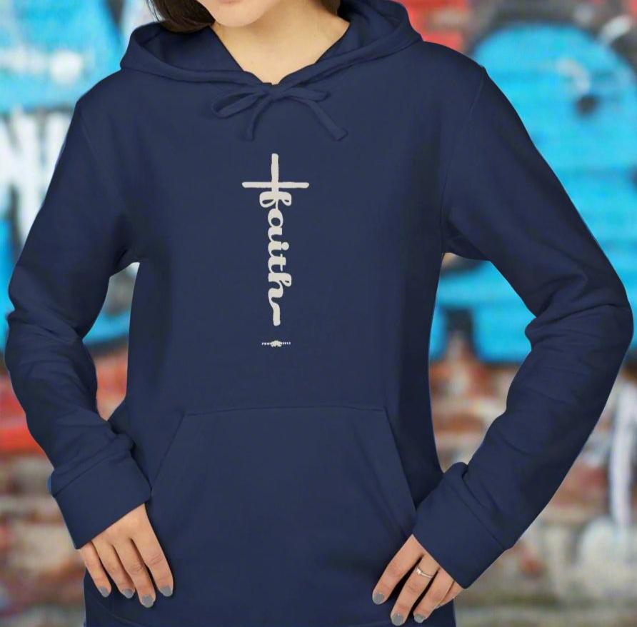 adidas Unisex Fleece Hoodie Faith Cross by Frog Geeks