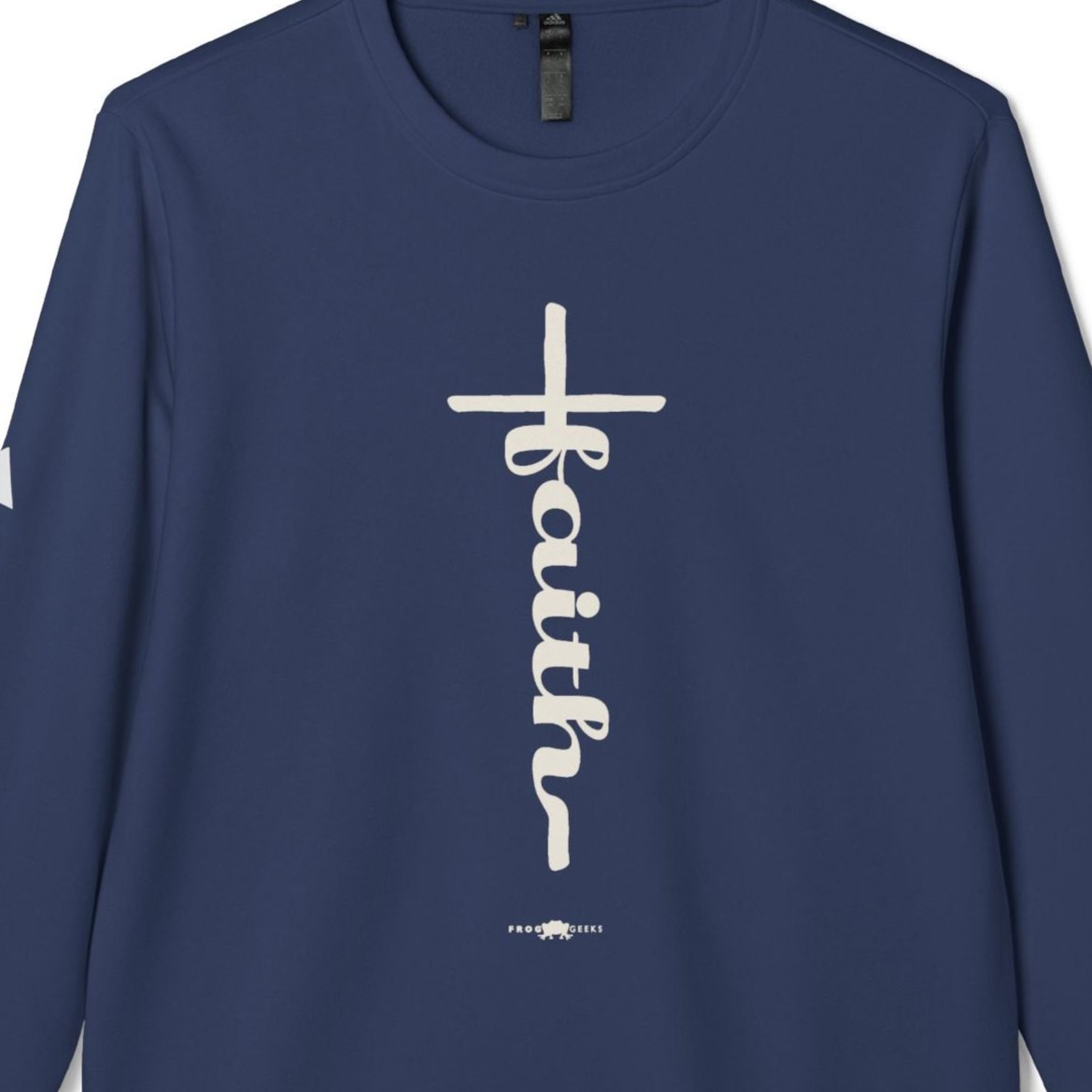 adidas Unisex Fleece Crewneck Sweatshirt Faith Cross by Frog Geeks