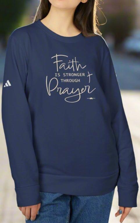 adidas Unisex Fleece Crewneck Sweatshirt Faith Prayer by Frog Geeks