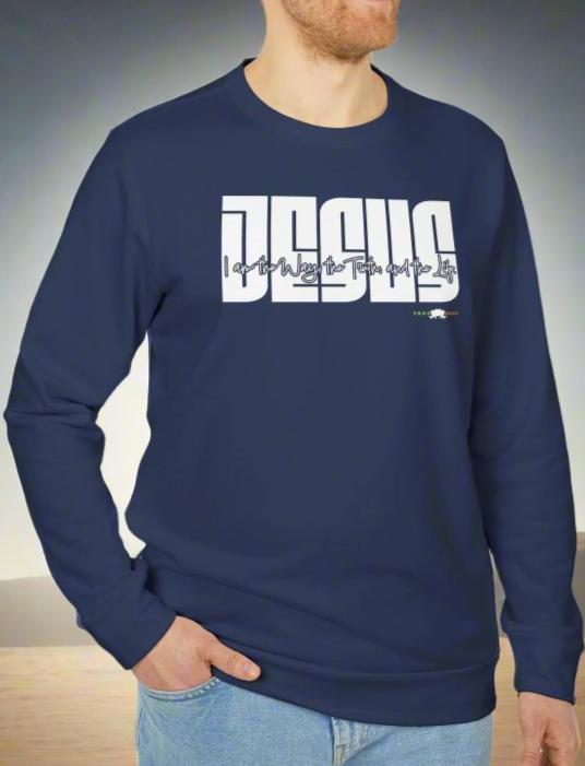 adidas Unisex Fleece Crewneck Sweatshirt Jesus: I am the Way by Frog Geeks