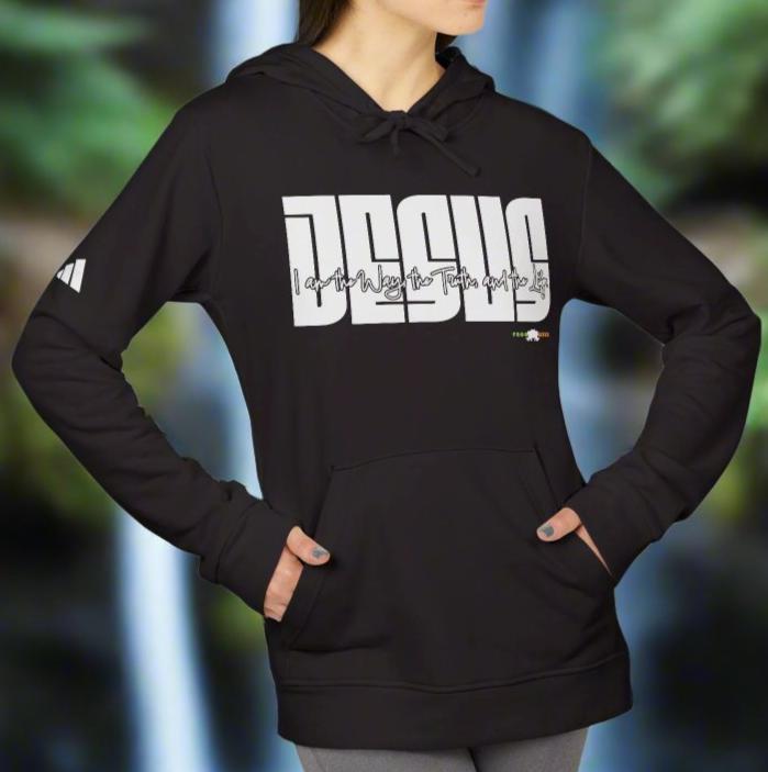 adidas hoodie with Jesus: I am the Way, the Truth and the Life by Frog Geeks