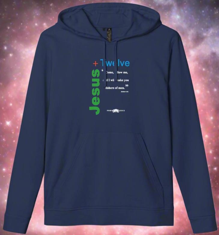 adidas Unisex Fleece Hoodie Jesus Plus 12 Mt4:19 by Frog Geeks