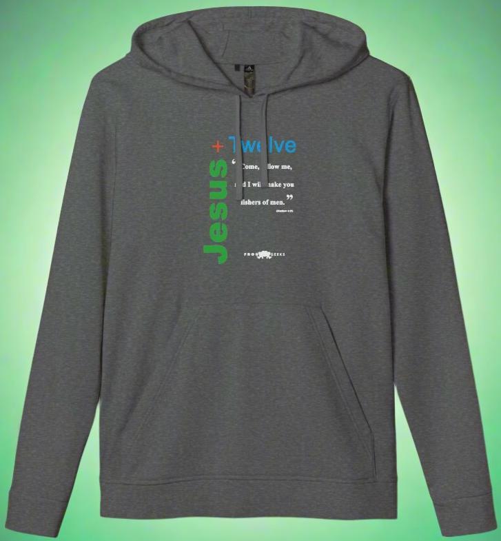 adidas Unisex Fleece Hoodie Jesus Plus 12 Mt4:19 by Frog Geeks