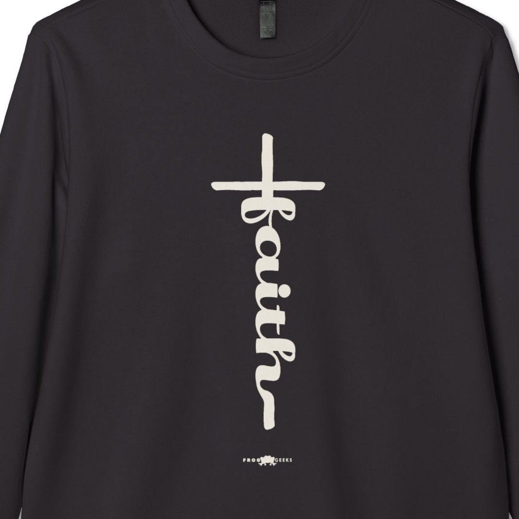 adidas Unisex Fleece Crewneck Sweatshirt Faith Cross by Frog Geeks