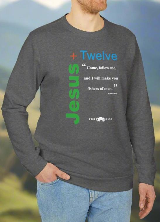 adidas Unisex Fleece Crewneck Sweatshirt Jesus Plus 12 by Frog Geeks