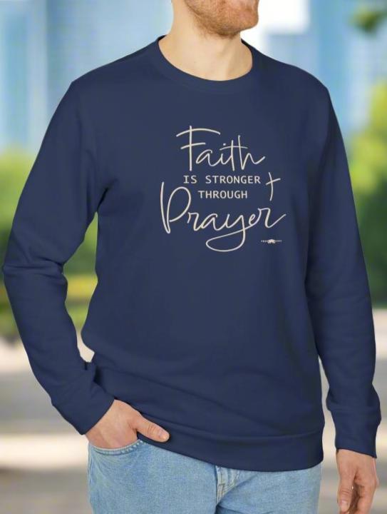 adidas Unisex Fleece Crewneck Sweatshirt Faith Prayer by Frog Geeks