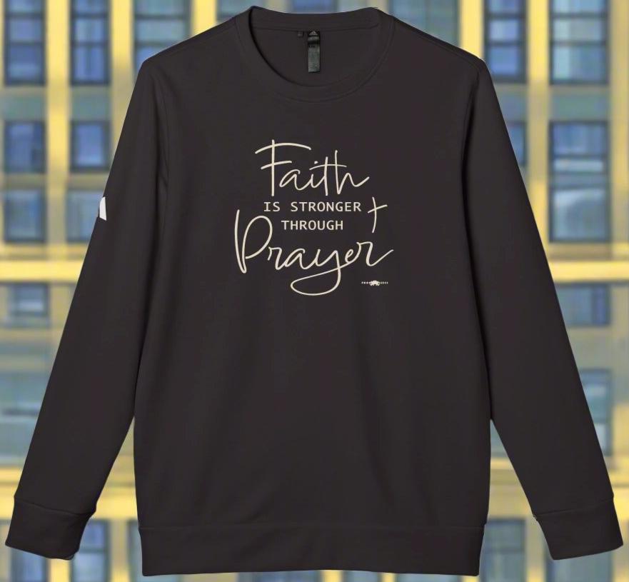 adidas Unisex Fleece Crewneck Sweatshirt Faith Prayer by Frog Geeks
