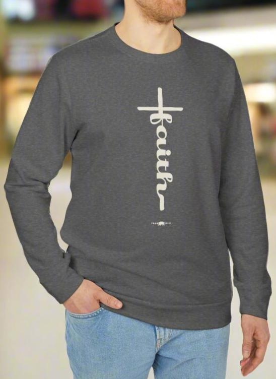 adidas Unisex Fleece Crewneck Sweatshirt Faith Cross by Frog Geeks