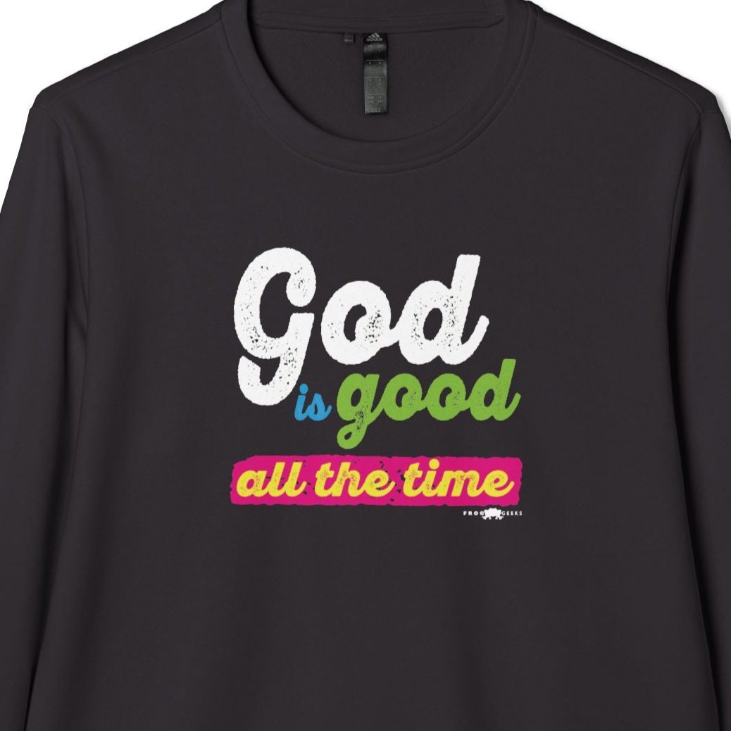 adidas Unisex Fleece Crewneck Sweatshirt with God is Good all the time by Frog Geeks