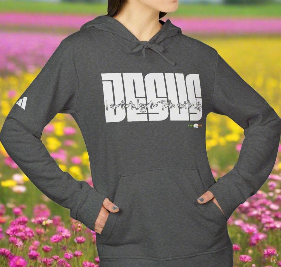 adidas hoodie with Jesus: I am the Way, the Truth and the Life by Frog Geeks