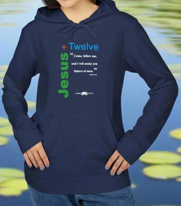 adidas Unisex Fleece Hoodie Jesus Plus 12 Mt4:19 by Frog Geeks