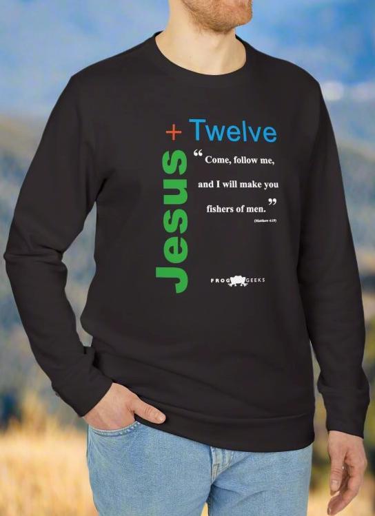 adidas Unisex Fleece Crewneck Sweatshirt Jesus Plus 12 by Frog Geeks