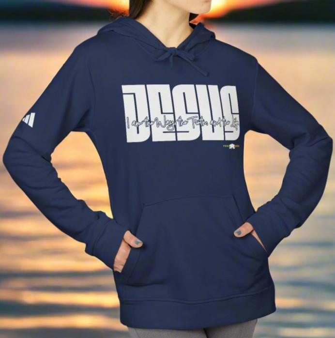 adidas hoodie with Jesus: I am the Way, the Truth and the Life by Frog Geeks