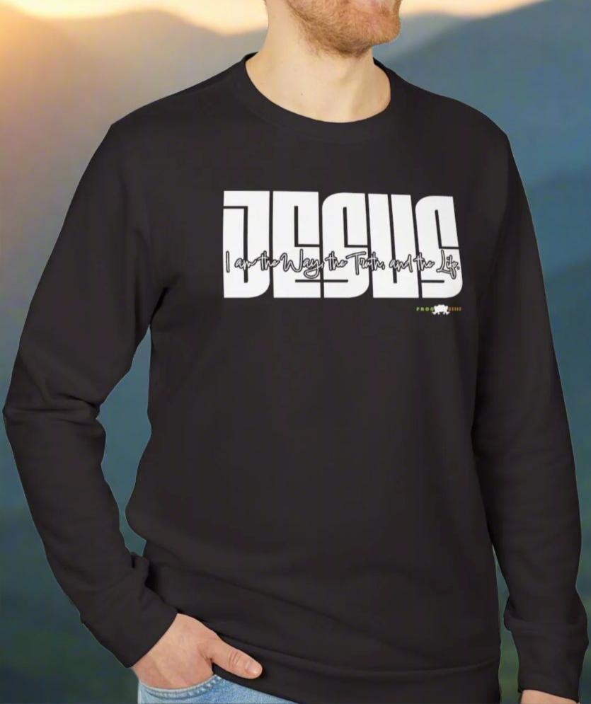 adidas Unisex Fleece Crewneck Sweatshirt Jesus: I am the Way by Frog Geeks