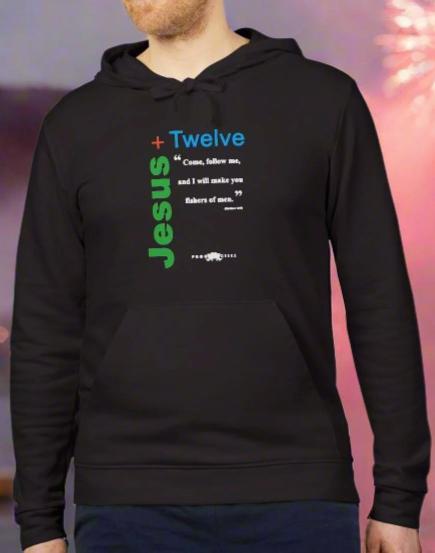 adidas Unisex Fleece Hoodie Jesus Plus 12 Mt4:19 by Frog Geeks