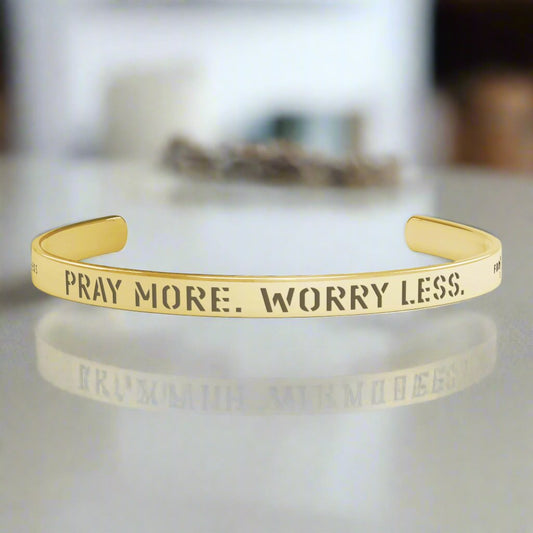 Pray More. Worry Less. Bracelet by Frog Geeks