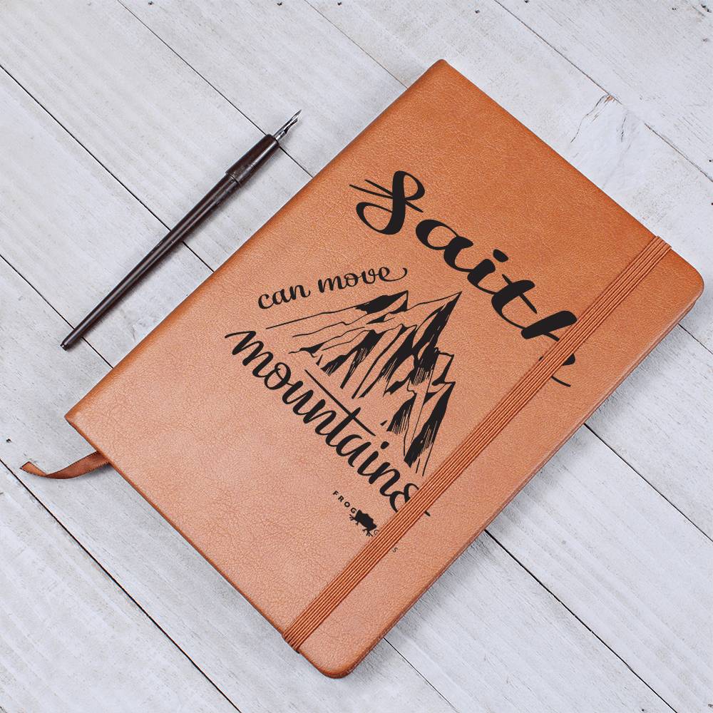 Faith can move mountains Leather Journal by Frog Geeks