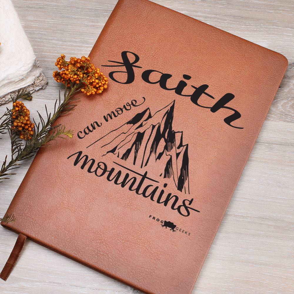 Faith can move mountains Leather Journal by Frog Geeks