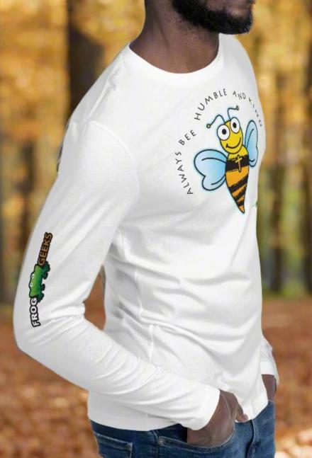 Long Sleeve Fitted Crew - Always Bee Humble and Kind SPECIAL EDITION Frog Geeks Logo