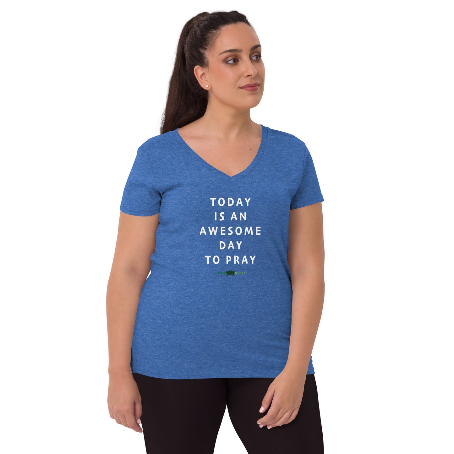Women’s recycled v-neck t-shirt - Today is an Awesome Day by Frog Geeks