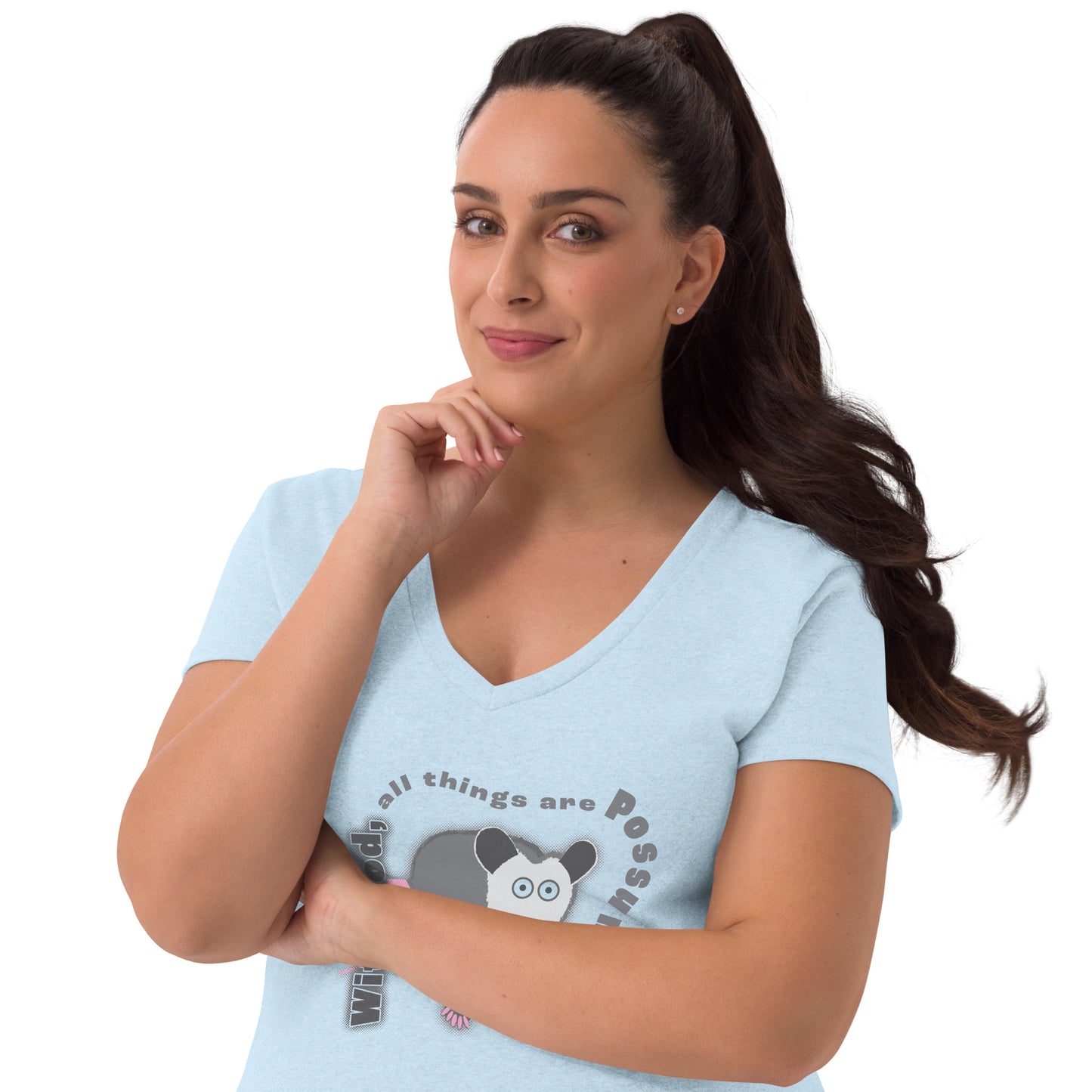 Women’s recycled v-neck t-shirt - Possumble by Frog Geeks