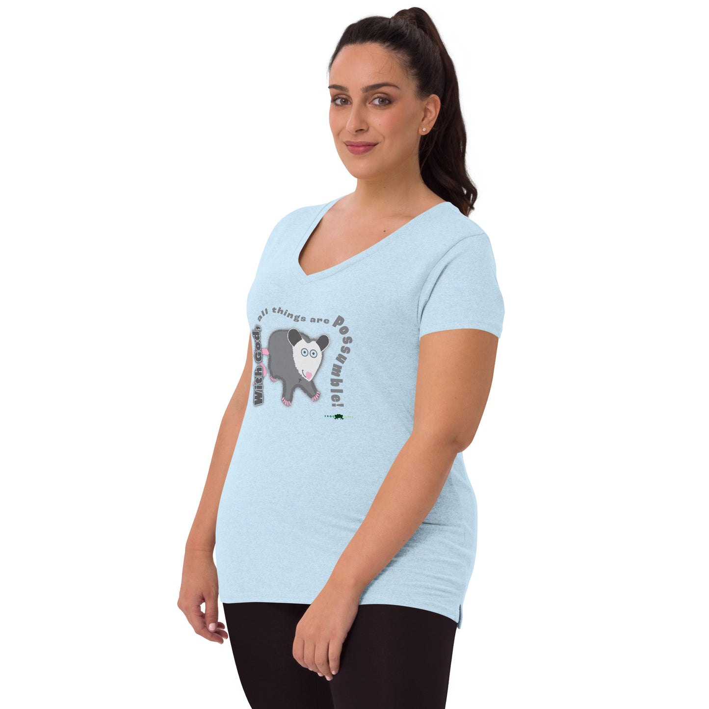 Women’s recycled v-neck t-shirt - Possumble by Frog Geeks